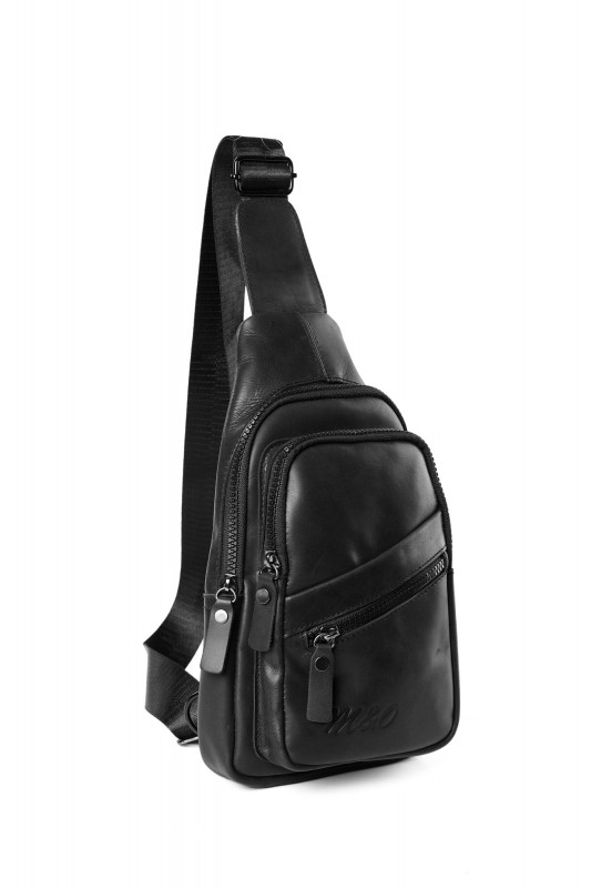 حقيبة كروس رجالي كبيرة من أم أو - جلد طبيعي شنطة كروس رجالي من الجلد الطبيعي - أسود