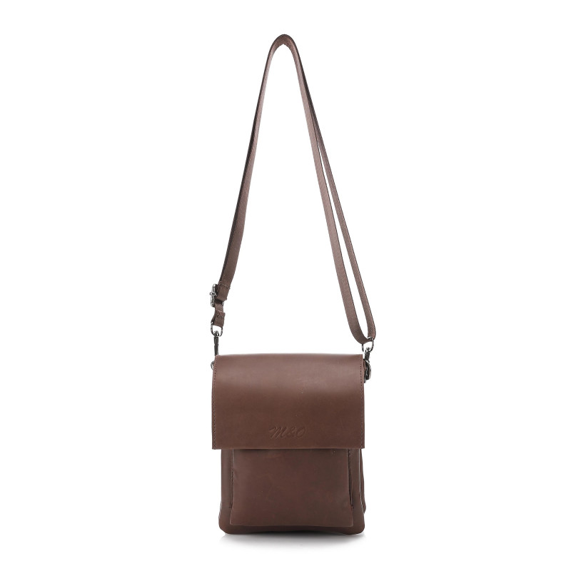 M&O Leather Small Cross-body Men Bag - brown- 1120