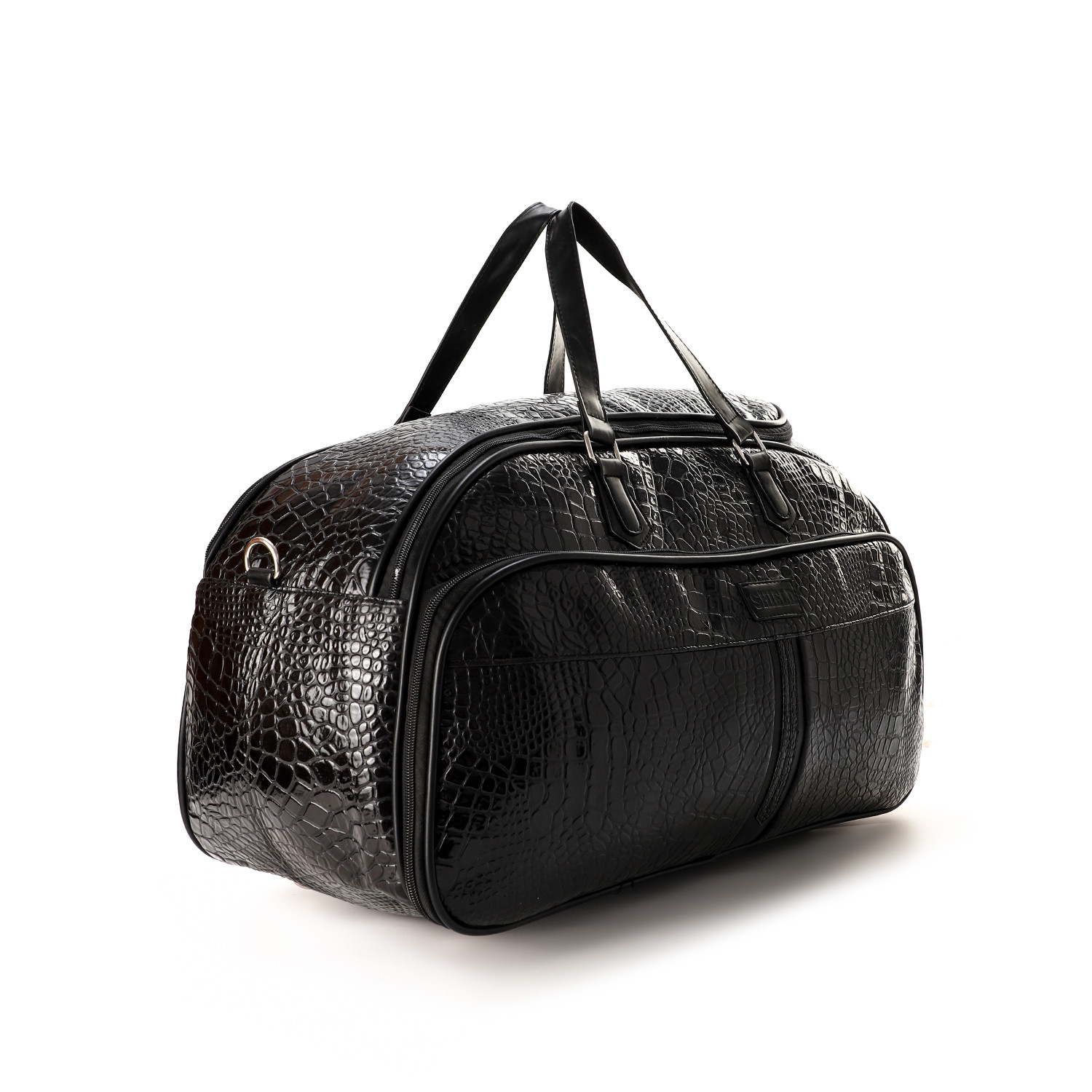Shield شنطة سفر جلد صناعي طبعة تمساح - أسود