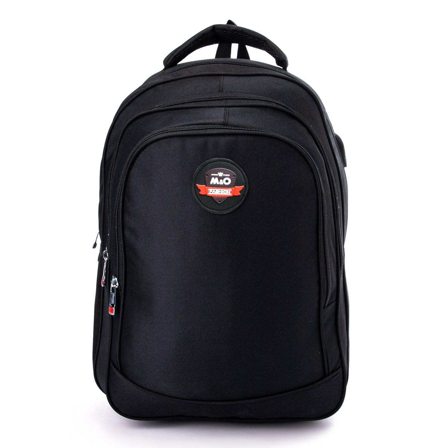 Two Main Compartment Zipped Bag - Black With USB Cover